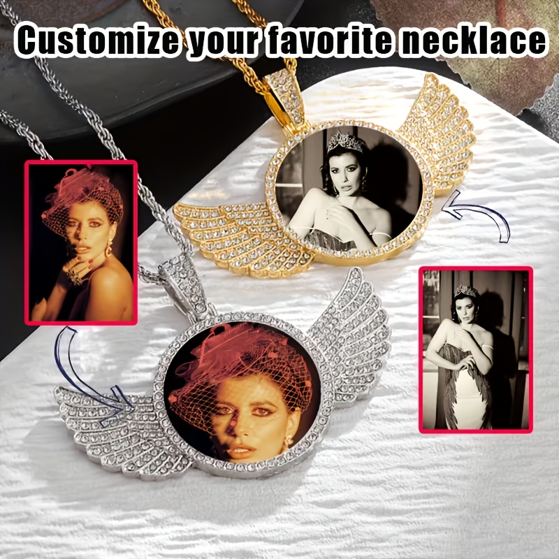 Customized Hip-Hop Wing Photo Necklace — Unique Gift Set